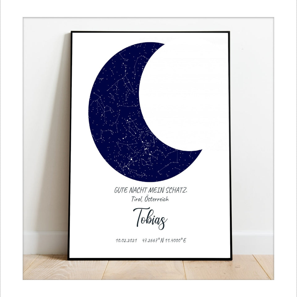 Sternenkarte als Poster in Mondform
